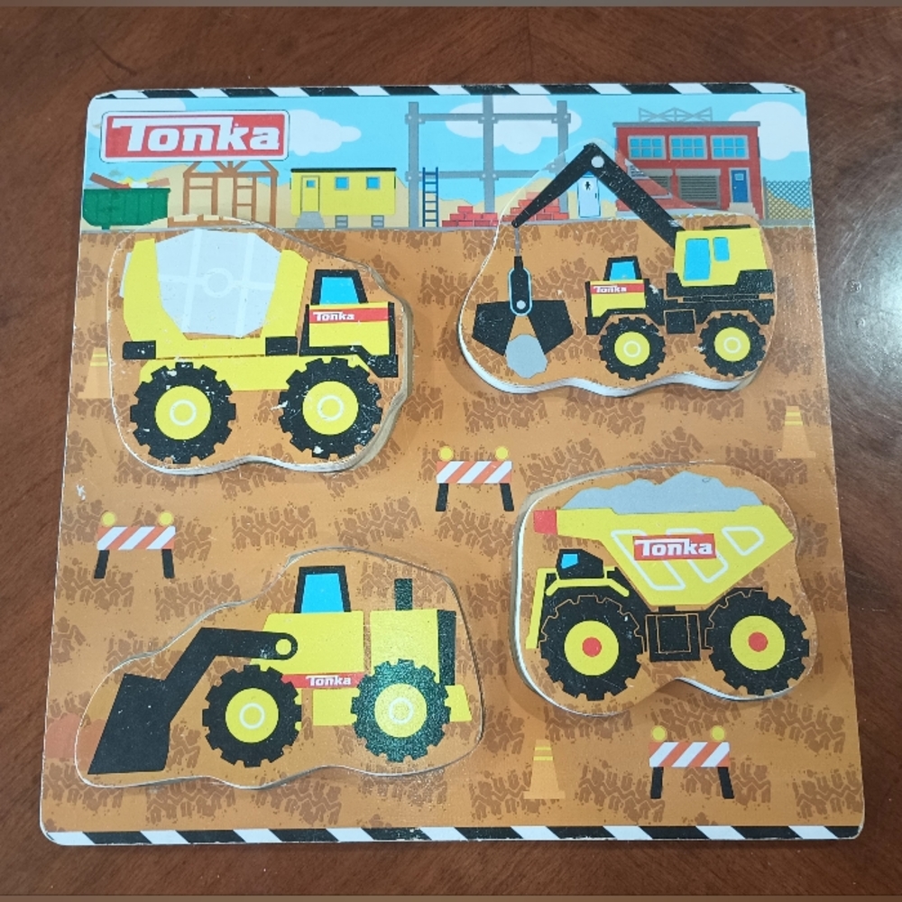 Tonka Construction Puzzle Kids Toddlers Dump Truck Concrete Truck Front Loader